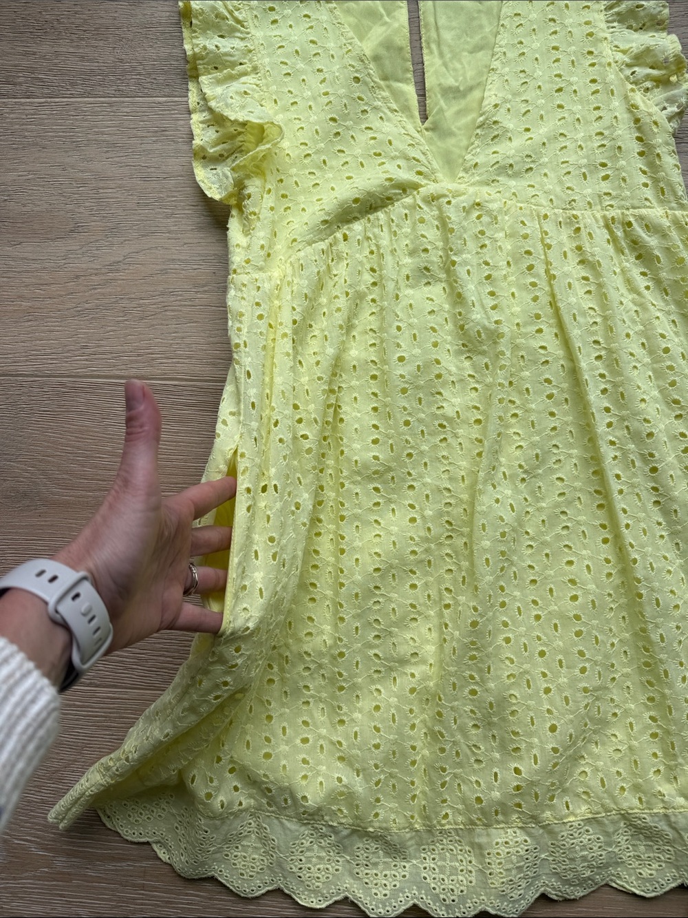 Pink Lily Lemon Eyelet Flutter Sleeve Dress - Picture 3 of 5